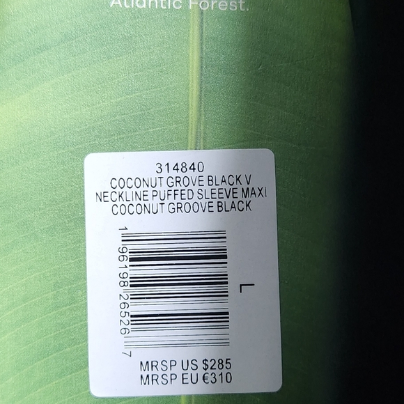 FARM Rio Black Coconut Grove Puff Sleeve Maxi Dress, XL - Picture 3 of 3